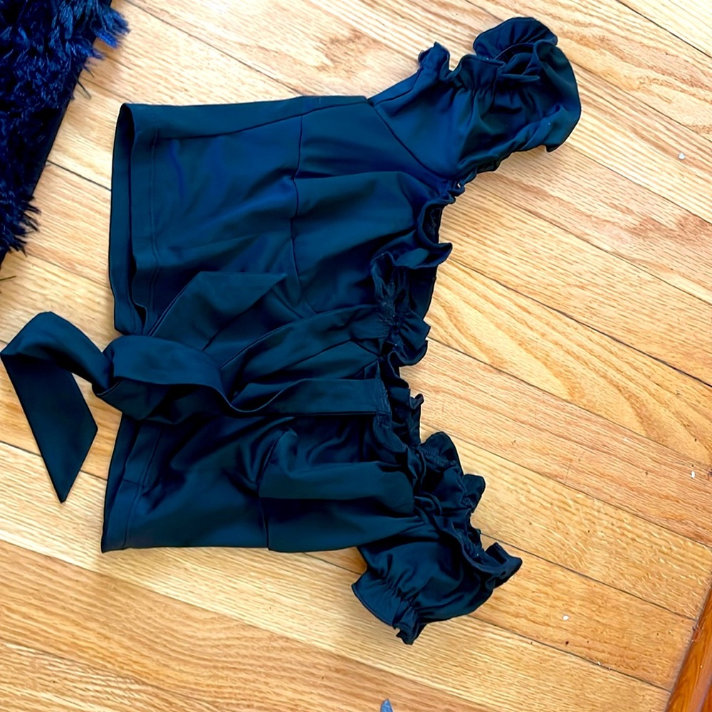 Black front tie shirt